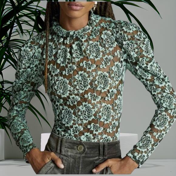 Anthropologie Tops - NWT ANTHROPOLOGIE Dolan Mint Green Lace Top Size: XS